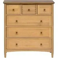 Grace 3 Over 3 Drawer Chest - Natural Oak