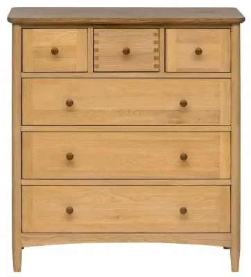 Grace 3 Over 3 Drawer Chest - Natural Oak image
