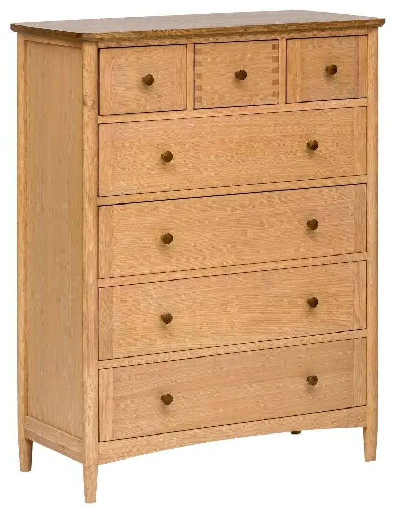 Grace 3 Over 4 Drawer Chest - Natural Oak