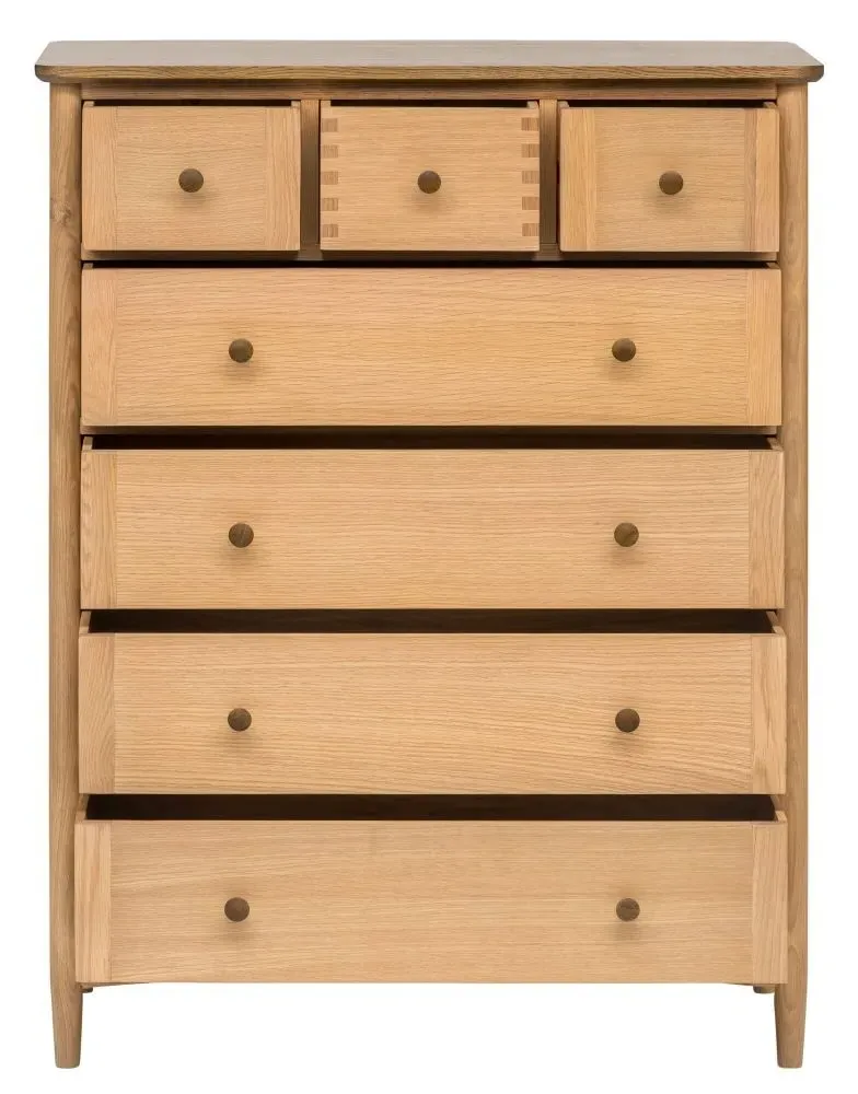 Grace 3 Over 4 Drawer Chest - Natural Oak