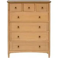 Grace 3 Over 4 Drawer Chest - Natural Oak