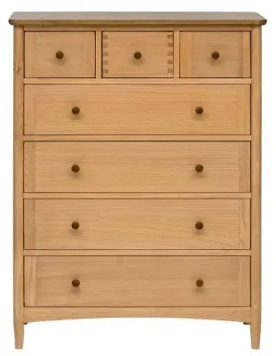 Grace 3 Over 4 Drawer Chest - Natural Oak