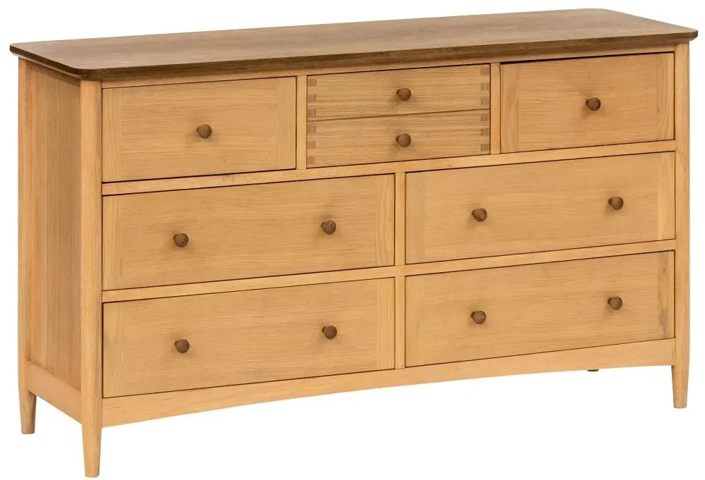 Grace 3 Over 4 Wide Drawer Chest - Natural Oak