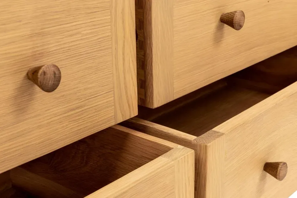 Grace 3 Over 4 Wide Drawer Chest - Natural Oak