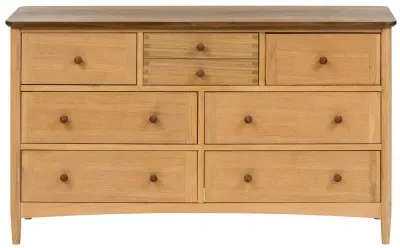 Grace 3 Over 4 Wide Drawer Chest - Natural Oak