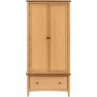 Grace Natural Oak 2 Door 1 Drawer Wardrobe - Natural