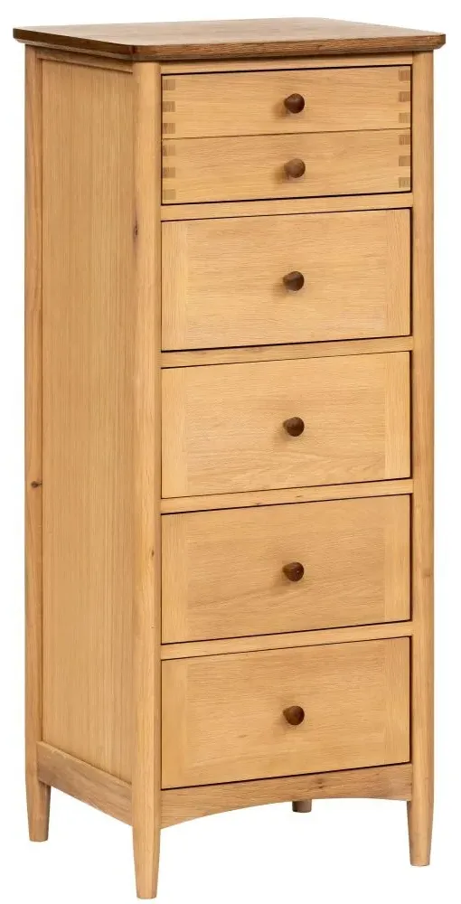 Grace Natural Oak 5 Drawer Chest - Natural Matte Lacquer