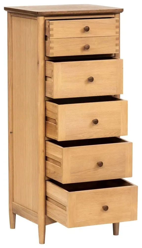 Grace Natural Oak 5 Drawer Chest - Natural Matte Lacquer