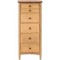 Grace Natural Oak 5 Drawer Chest - Natural Matte Lacquer