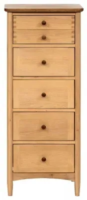 Grace Natural Oak 5 Drawer Chest - Natural Matte Lacquer