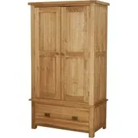 Kent Oak 2 Door 1 Drawer Wardrobe - Medium Brushed Oil