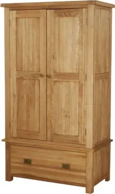 Kent Oak 2 Door 1 Drawer Wardrobe - Medium Brushed Oil image