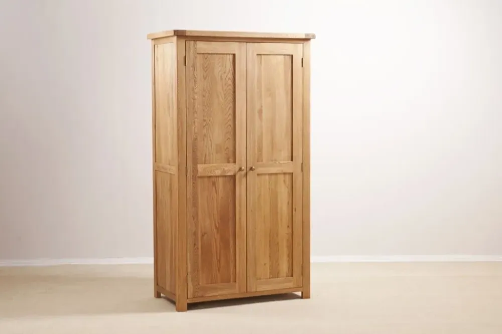 Kent Oak 2 Door Wardrobe - Medium Brushed Oil