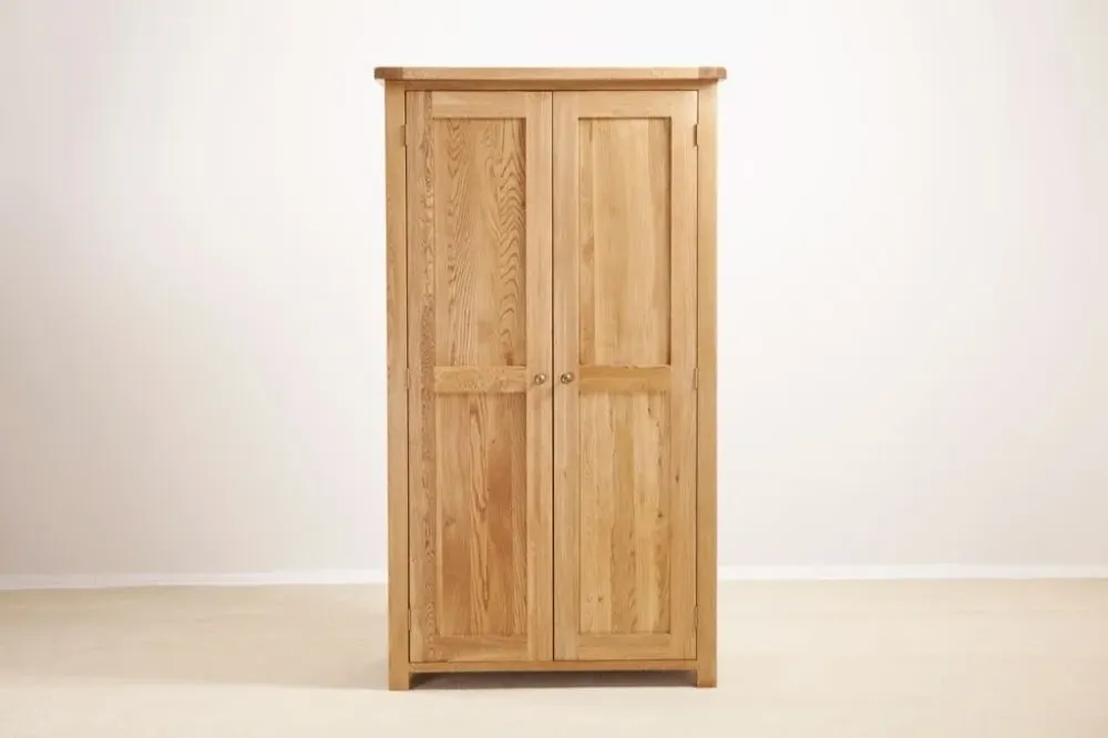 Kent Oak 2 Door Wardrobe - Medium Brushed Oil