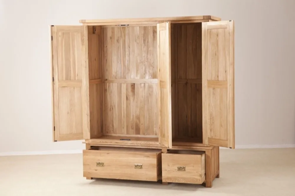 Kent Oak 3 Door 2 Drawer Wardrobe - Medium Brushed Oil