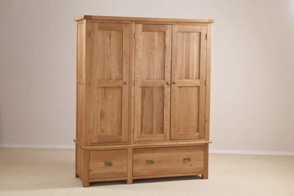 Kent Oak 3 Door 2 Drawer Wardrobe - Medium Brushed Oil