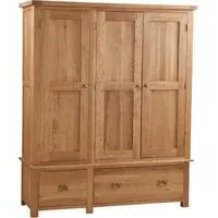 Kent Oak 3 Door 2 Drawer Wardrobe - Medium Brushed Oil