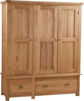 Kent Oak 3 Door 2 Drawer Wardrobe - Medium Brushed Oil image