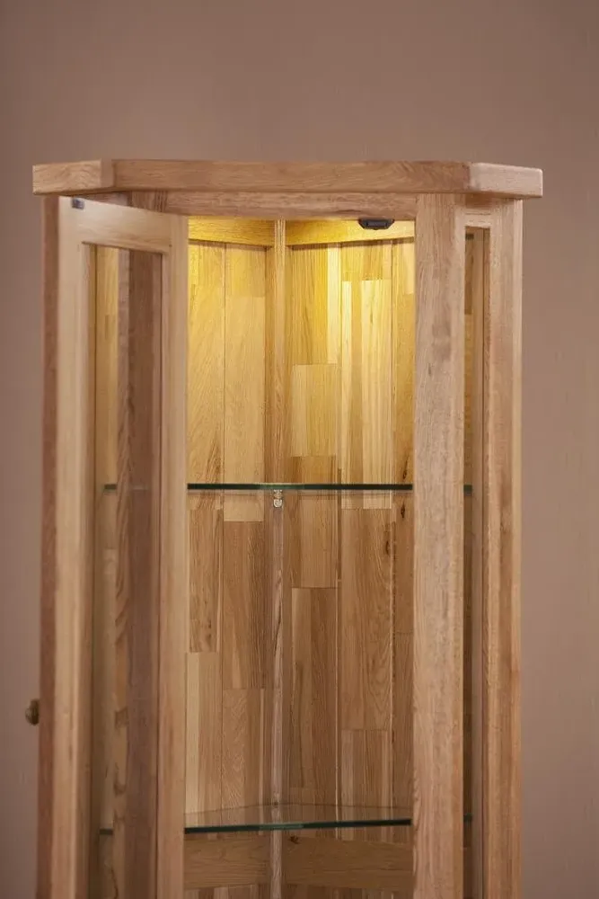 Kent Oak Corner Display Cabinet - Medium Brushed Oil