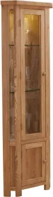 Kent Oak Corner Display Cabinet - Medium Brushed Oil