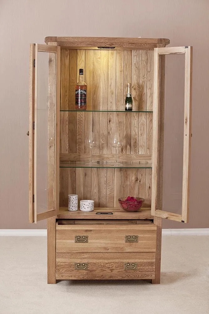 Kent Oak Display Cabinet - Medium Brushed Oil