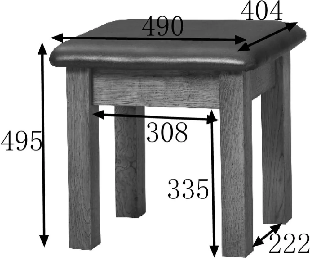 Kent Oak Dressing Stool - Medium Brushed Oil