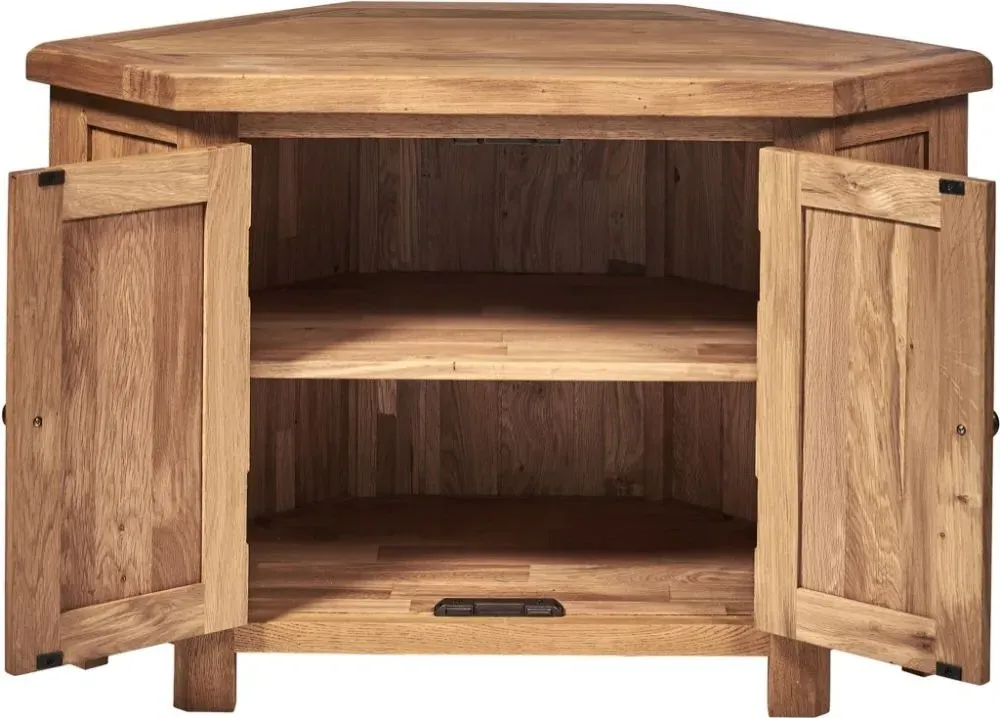 Kent Oak Large Corner TV Unit - Medium Brushed Oil
