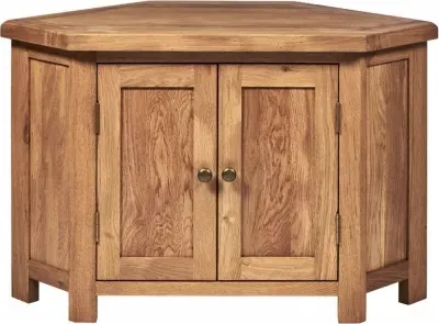 Kent Oak Large Corner TV Unit - Medium Brushed Oil image