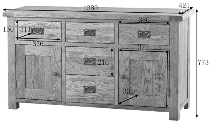 Kent Oak Large Dresser - Medium Brushed Oil