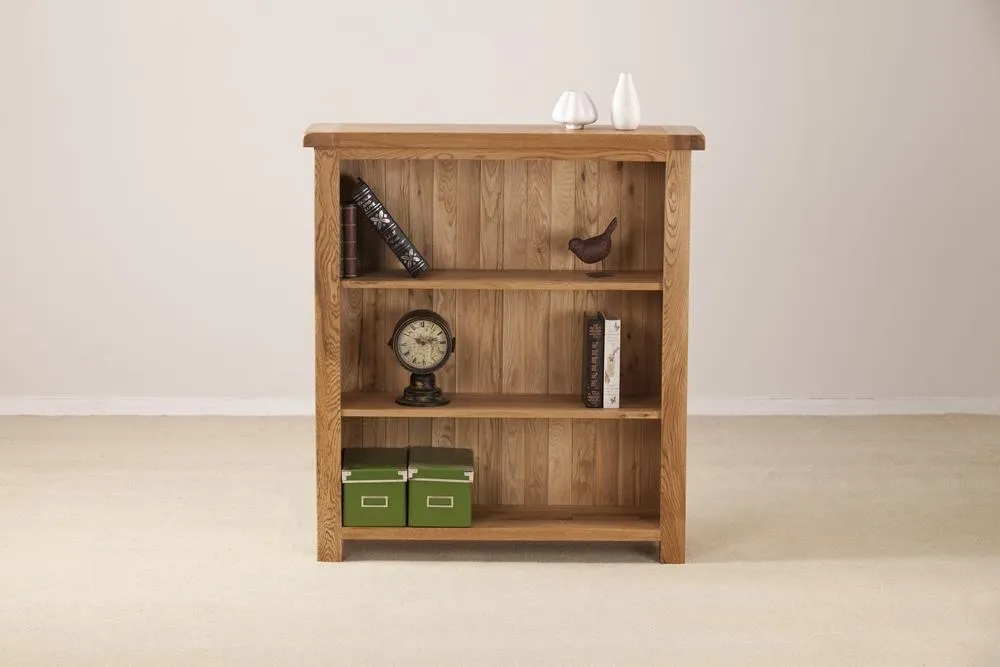 Kent Oak Low Wide Bookcase - Medium Brushed Oil
