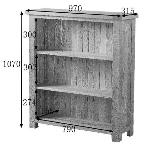 Kent Oak Low Wide Bookcase - Medium Brushed Oil