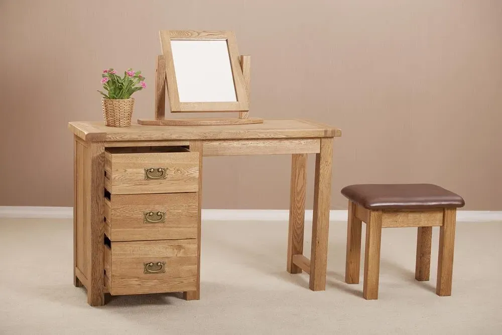 Kent Oak Single Pedestal Dressing Table - Medium Brushed Oil