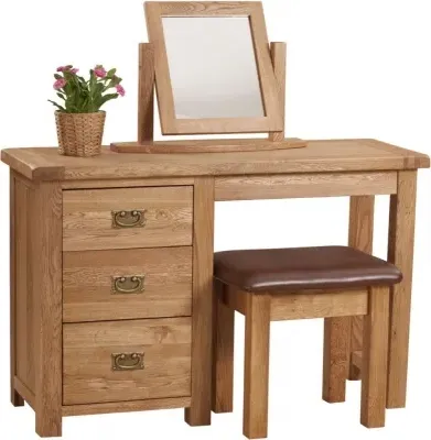 Kent Oak Single Pedestal Dressing Table - Medium Brushed Oil image
