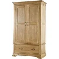 Lyon Oak 2 Door 1 Drawer Wardrobe - Lacquer, Oak