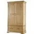 Lyon Oak 2 Door 1 Drawer Wardrobe - Lacquer, Oak