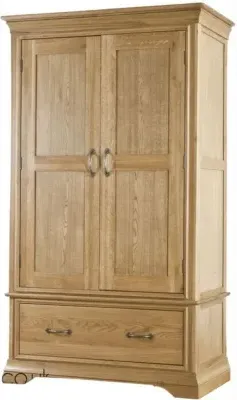 Lyon Oak 2 Door 1 Drawer Wardrobe - Lacquer, Oak