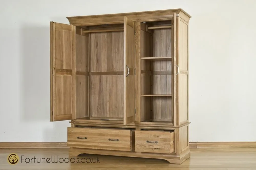 Lyon Oak 3 Door 2 Drawer Wardrobe - Lacquer