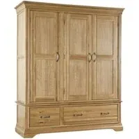 Lyon Oak 3 Door 2 Drawer Wardrobe - Lacquer