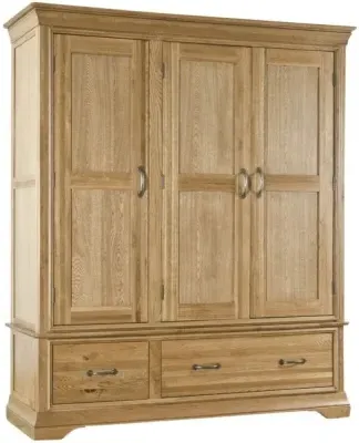 Lyon Oak 3 Door 2 Drawer Wardrobe - Lacquer