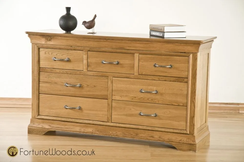 Lyon Oak 3+4 Drawer Chest - Oak