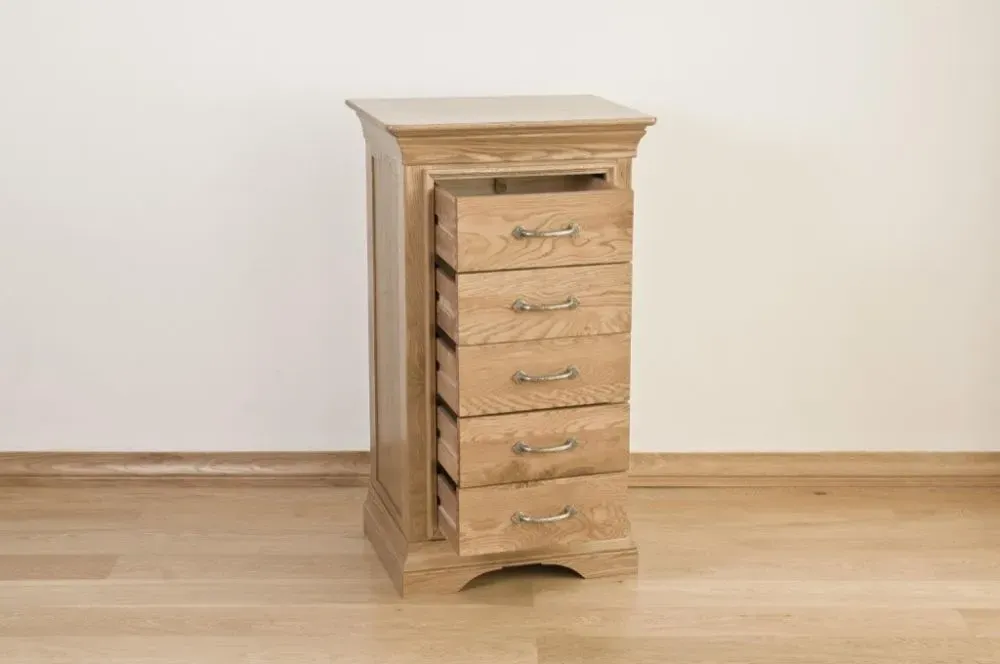 Lyon Oak 5 Drawer Chest - Lacquer