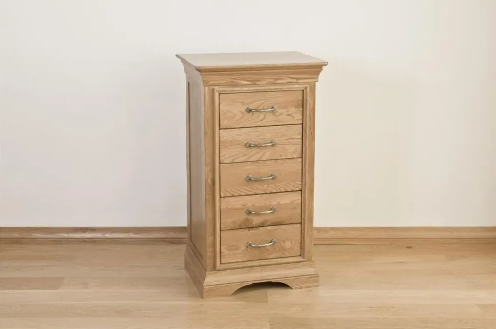Lyon Oak 5 Drawer Chest - Lacquer