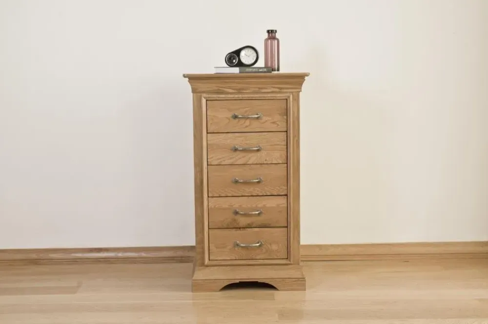 Lyon Oak 5 Drawer Chest - Lacquer