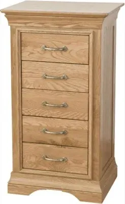Lyon Oak 5 Drawer Chest - Lacquer