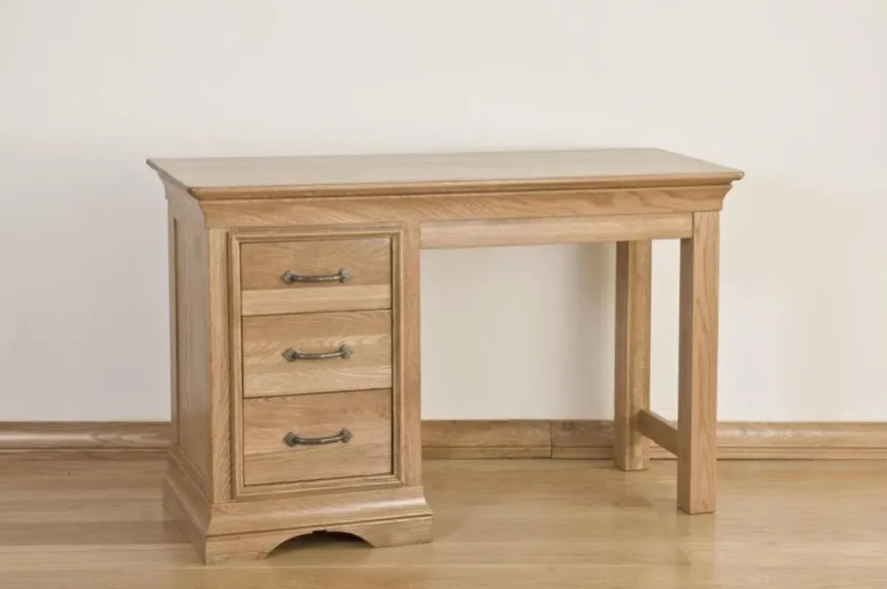 Lyon Oak Single Pedestal Dressing Table - Lacquer, Oak