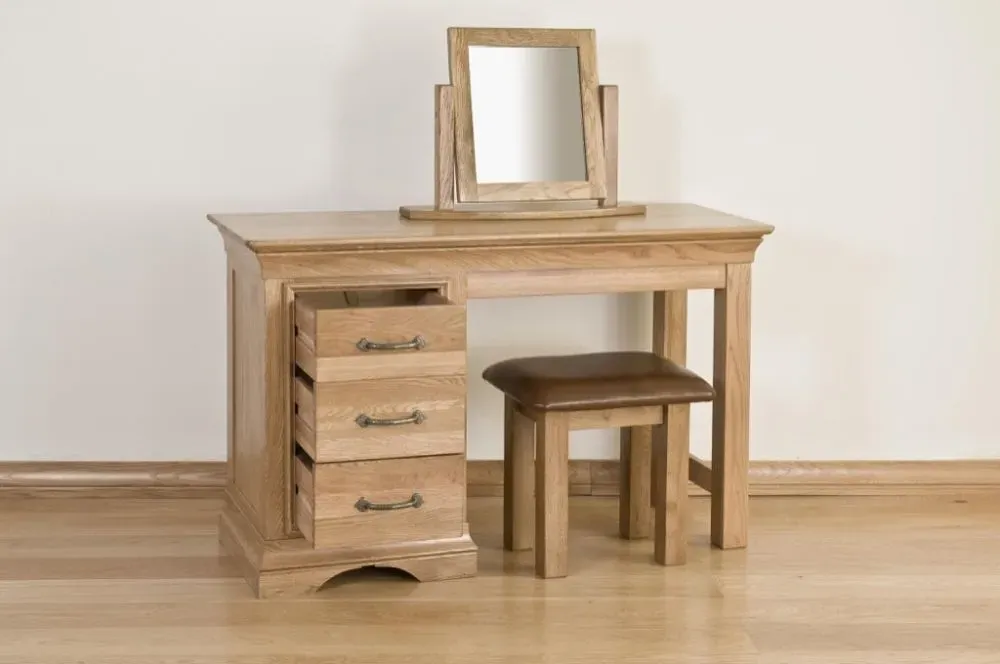 Lyon Oak Single Pedestal Dressing Table - Lacquer, Oak