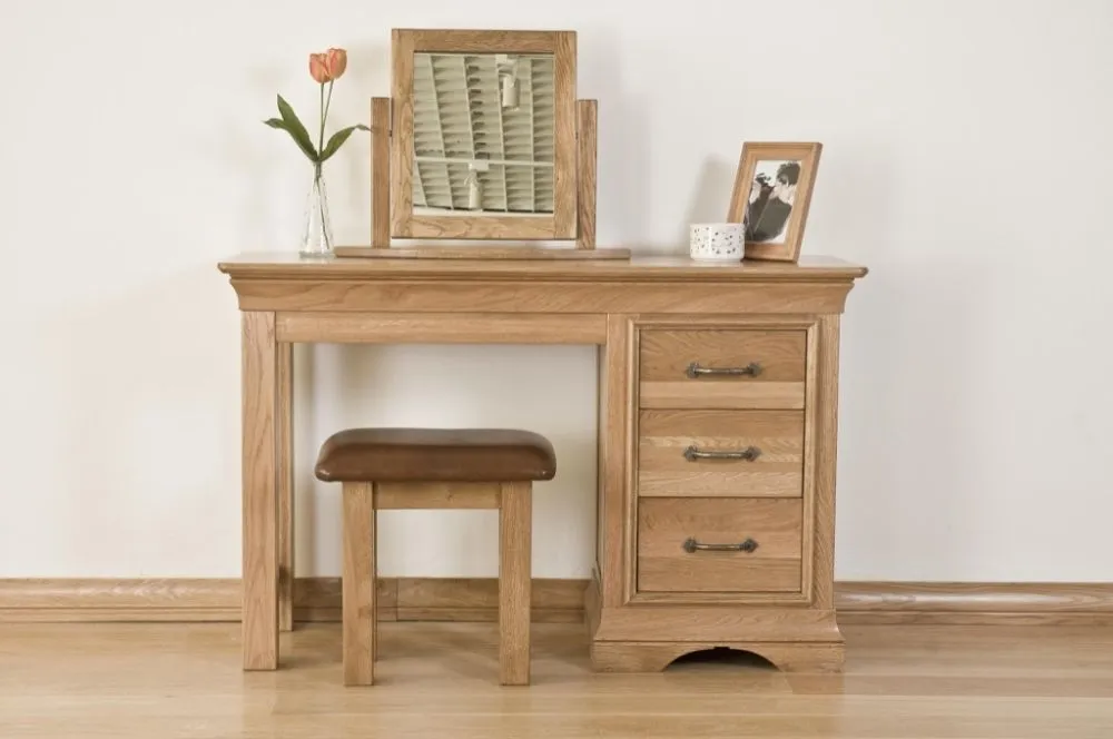 Lyon Oak Single Pedestal Dressing Table - Lacquer, Oak