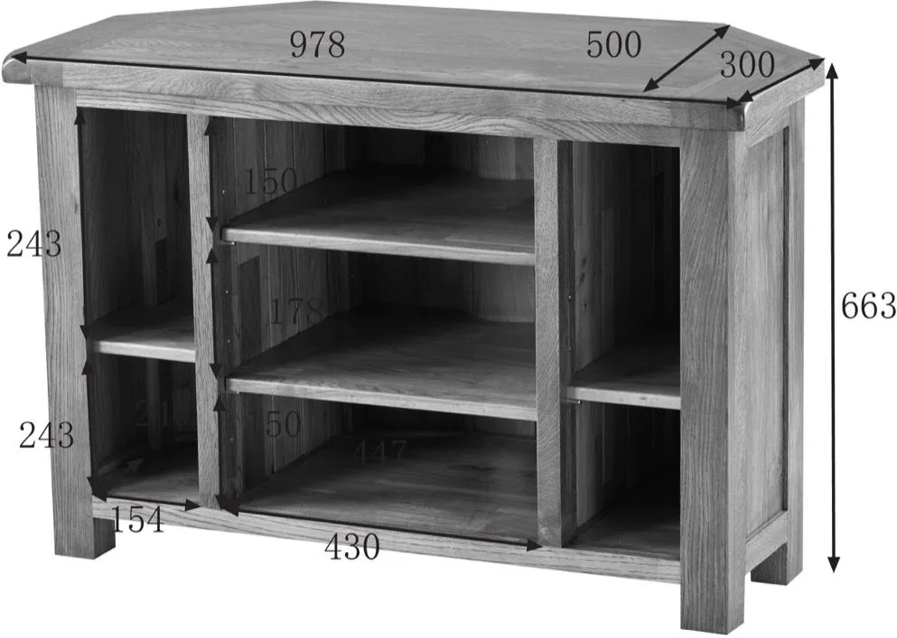 Originals Corner TV Unit - Dark Lacquered, Oak