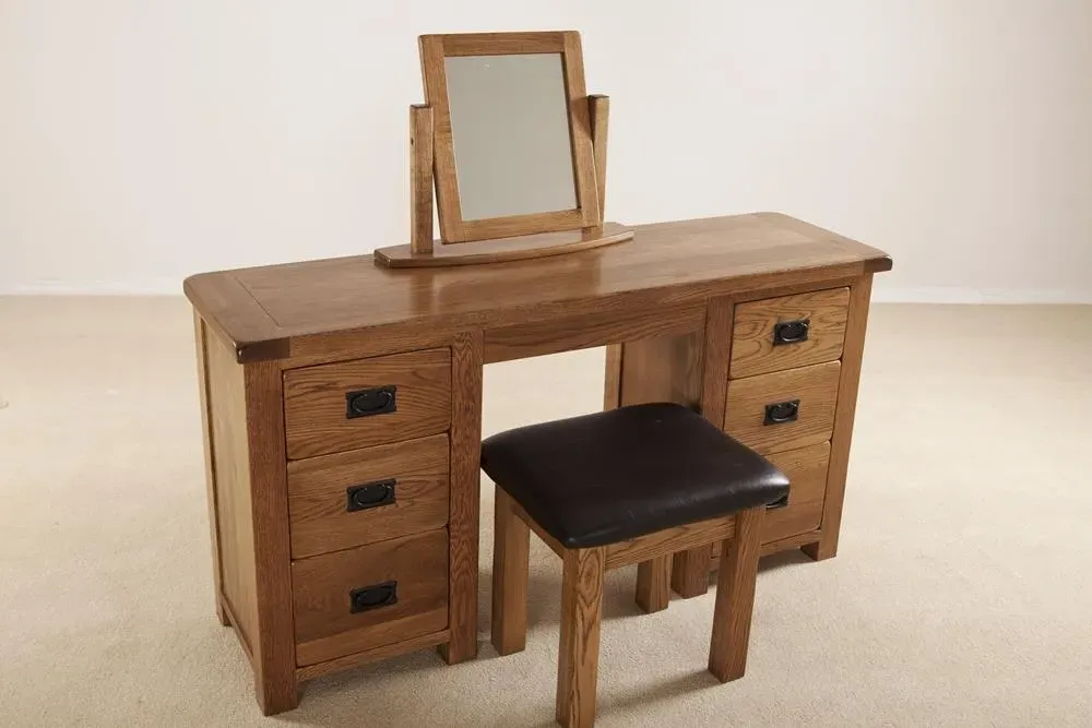 Originals Double Pedestal Dressing Table - Dark Lacquered, Oak