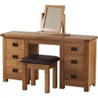 Originals Double Pedestal Dressing Table - Dark Lacquered, Oak